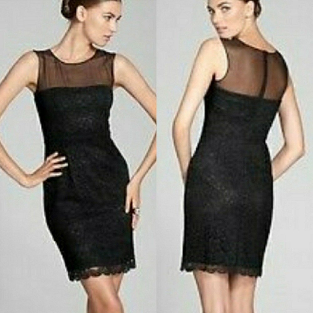 🍓DVF Nisha Lace LBD Pencil Dress Black Sz 2